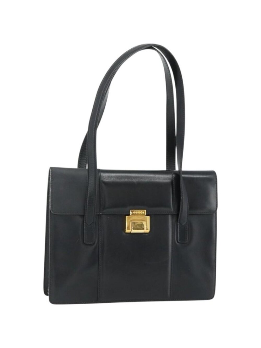 GUCCI Tote Bag Leather Black Gold